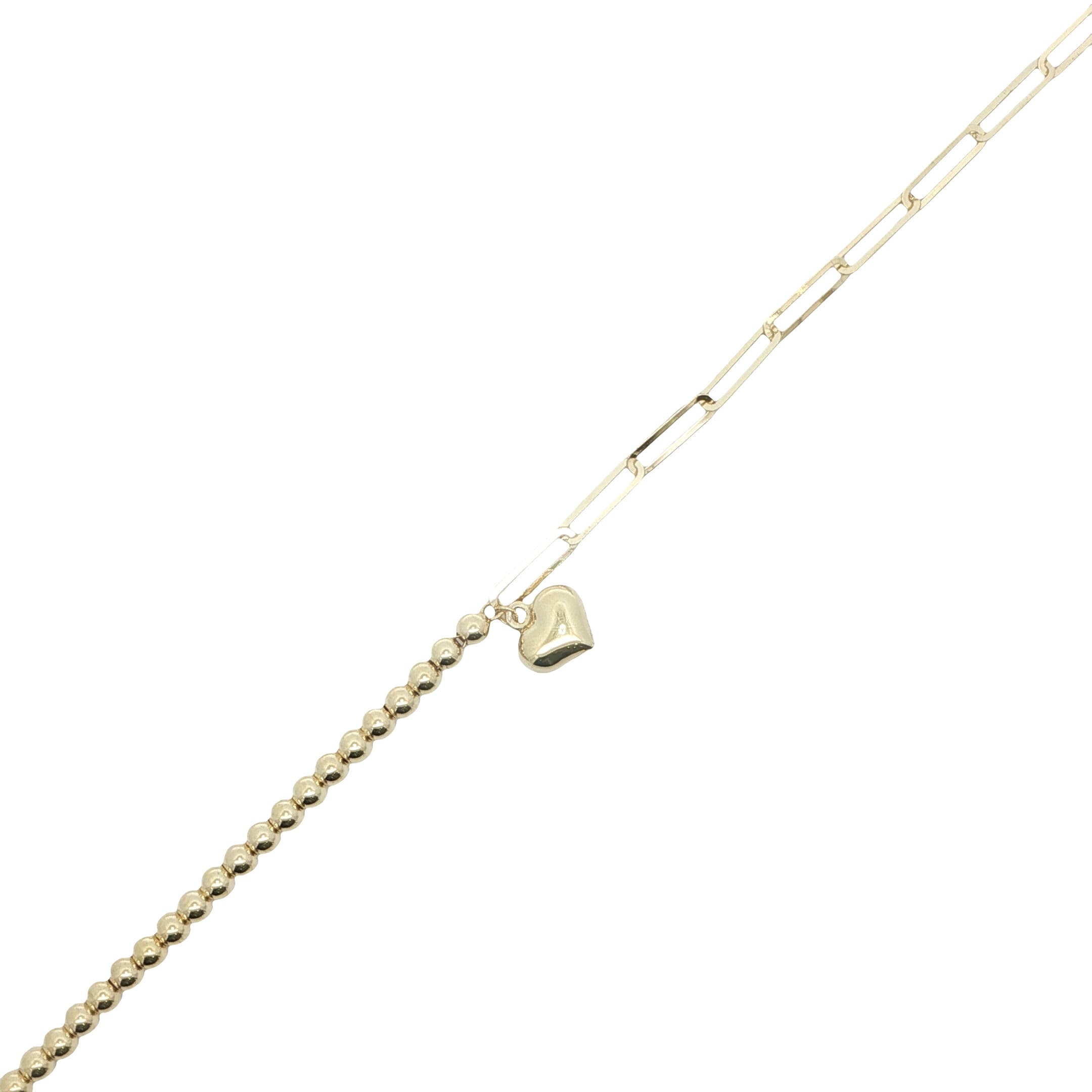 14 Ayar Altın Paperclip Dorica Kalpli Bileklik | Acar Gold