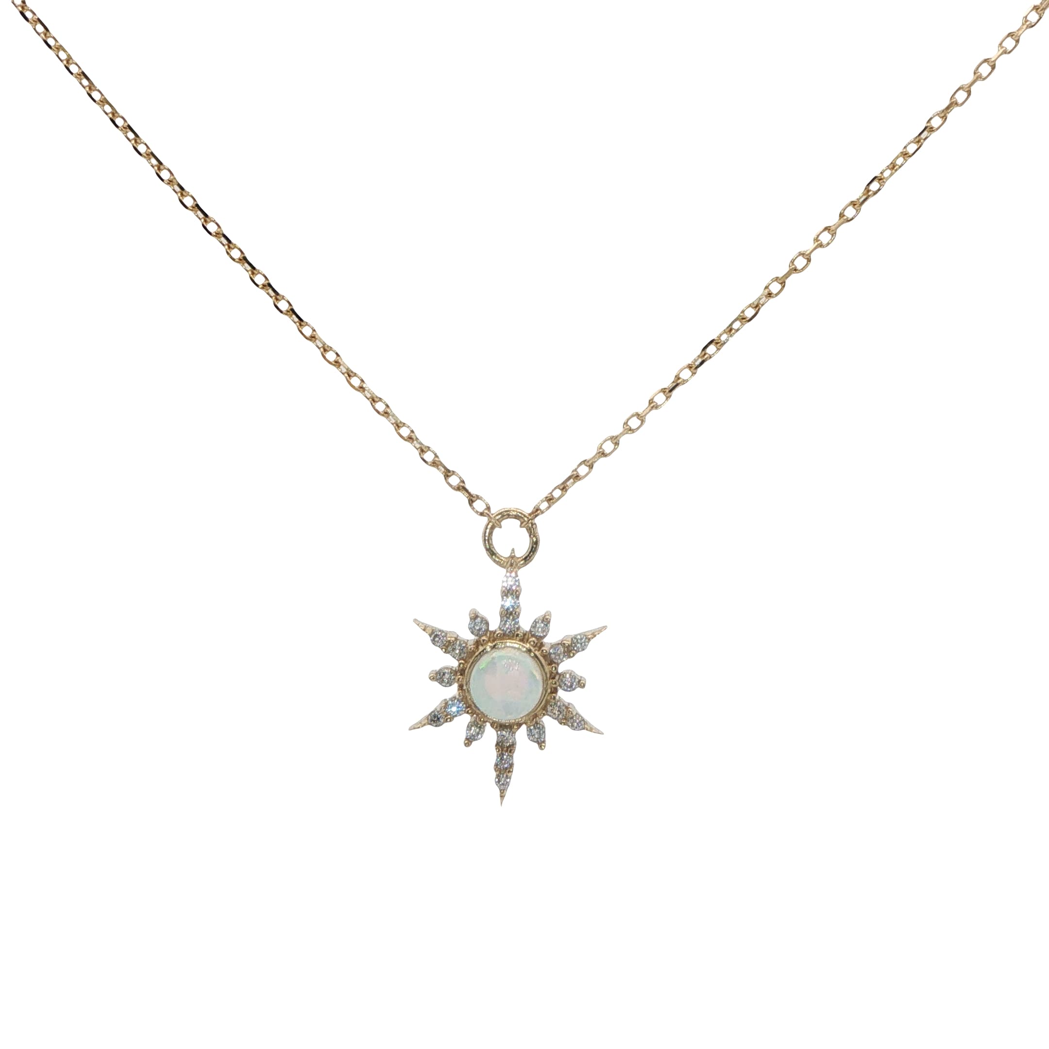 14 Ayar Altın Opal ve Zirkon Taşlı Yıldız Kolye | Acar Gold