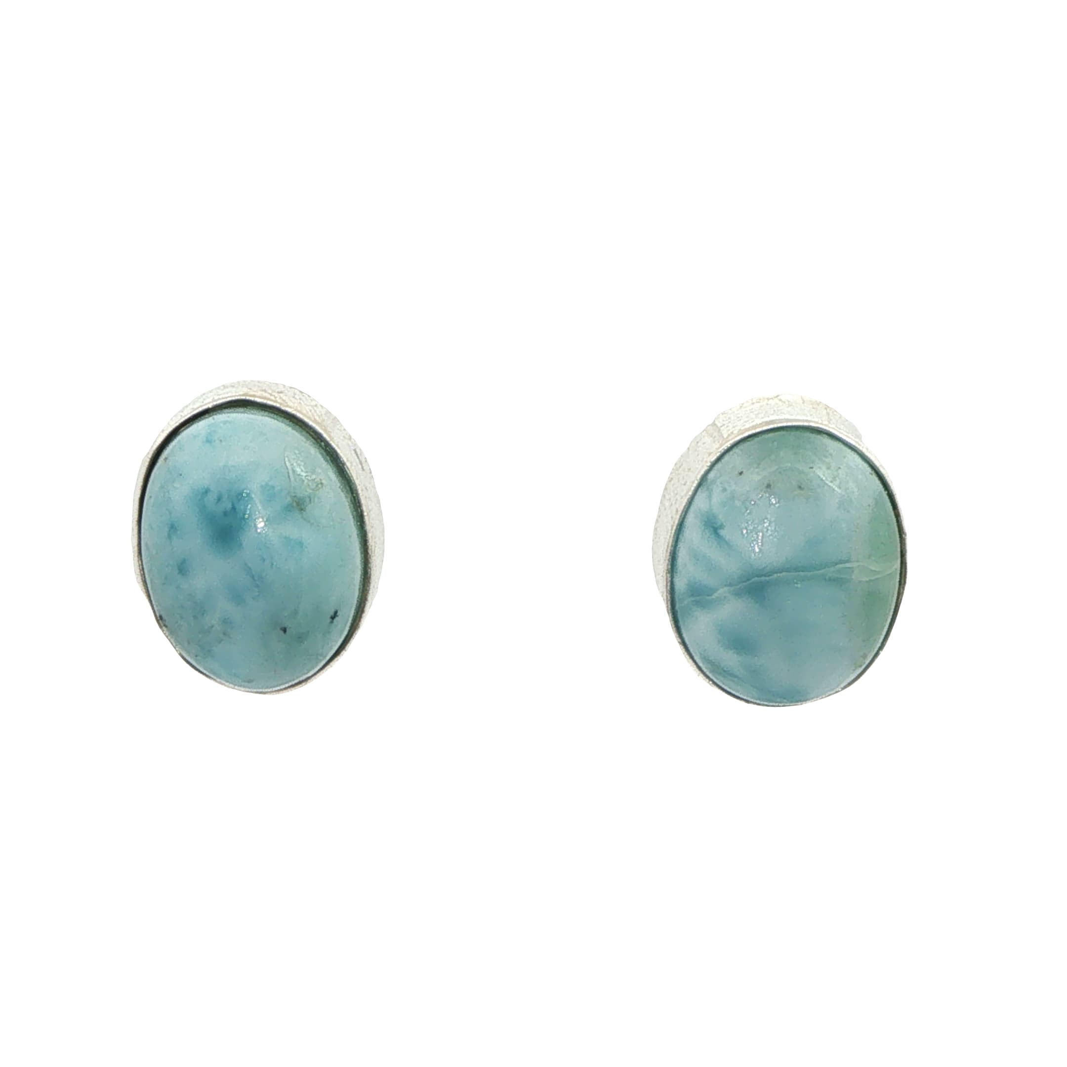 925 Ayar Gümüş Larimar Taşlı Oval Küpe | Acar Gold